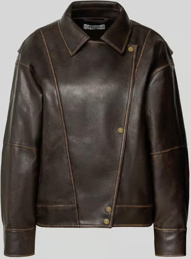 Liu Jo White Regular fit jack in leerlook met platte kraag