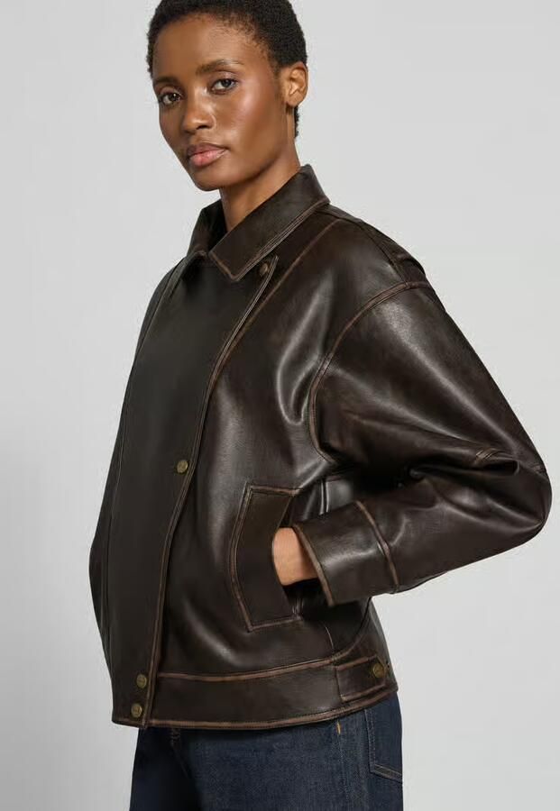 Liu Jo White Regular fit jack in leerlook met platte kraag - Foto 2