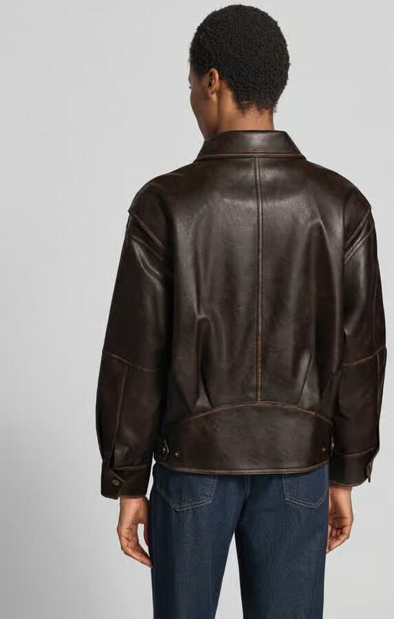 Liu Jo White Regular fit jack in leerlook met platte kraag - Foto 2