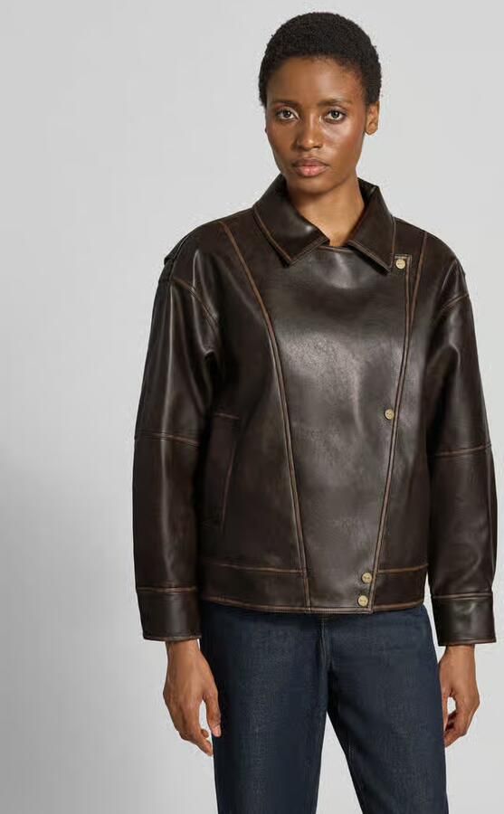 Liu Jo White Regular fit jack in leerlook met platte kraag - Foto 3