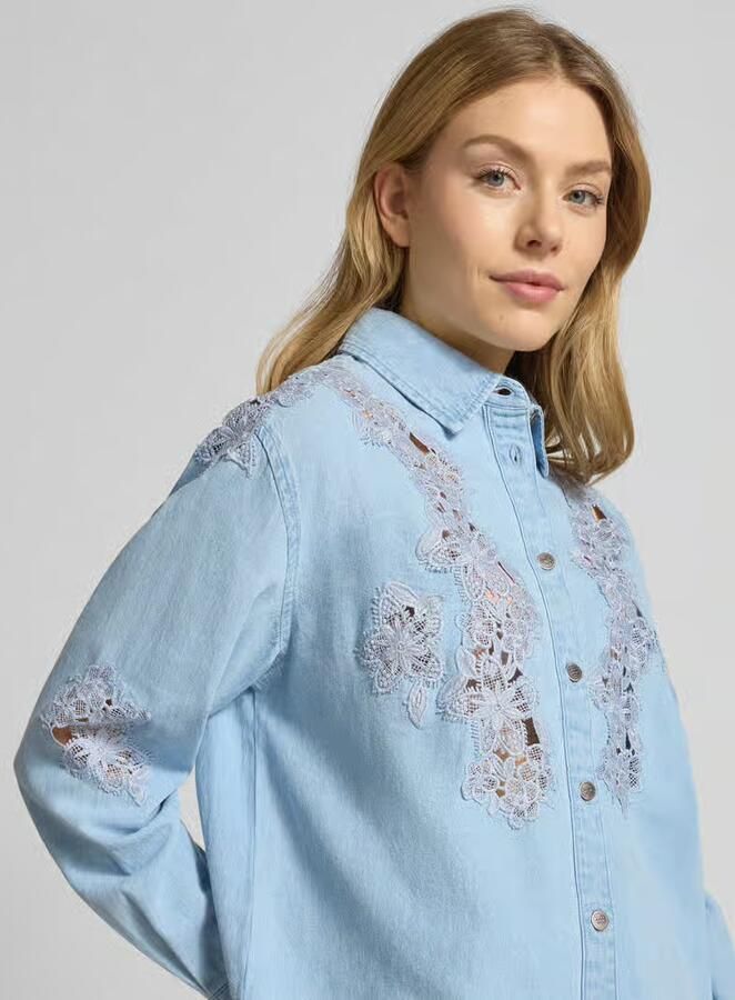 Liu Jo White regular fit jeansblouse met stitchings