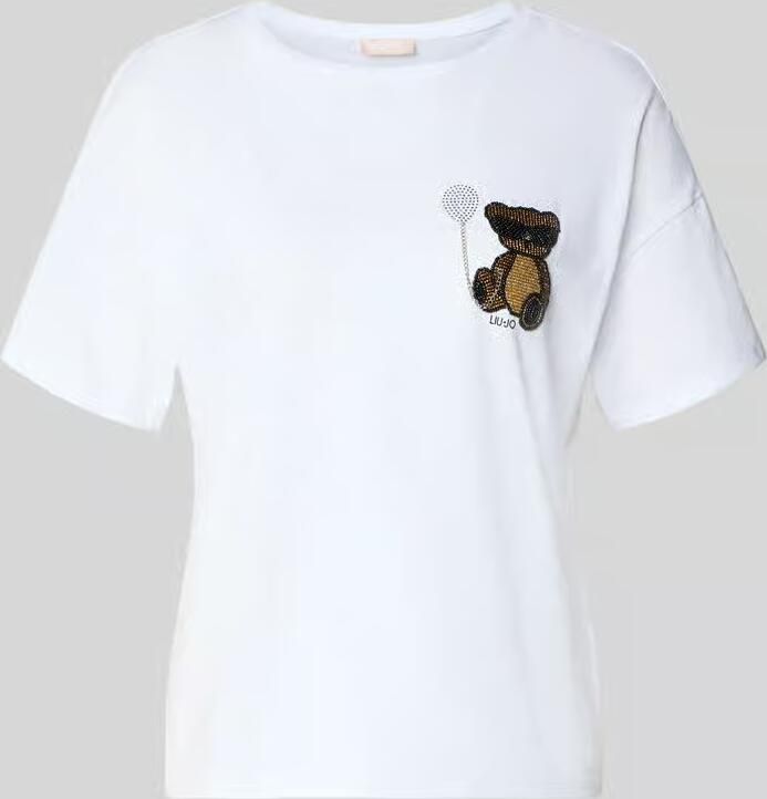 Liu Jo White regular fit T-shirt met siersteentjes - Foto 2