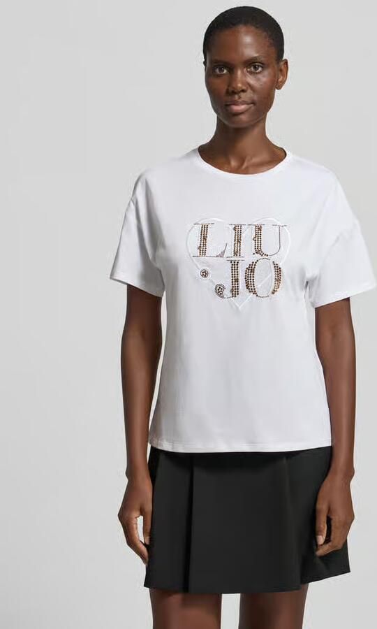 Liu Jo White regular fit T-shirt met strass-steentjes - Foto 4