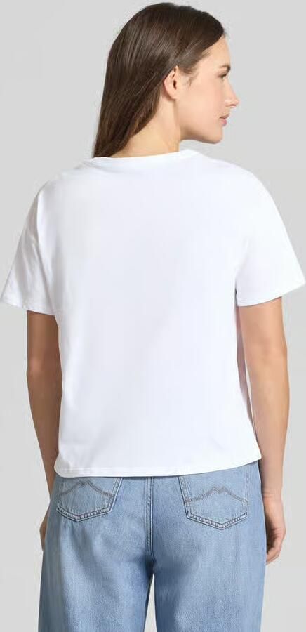 Liu Jo White Regular Fit T-shirt van zuiver katoen met strassteendecoratie