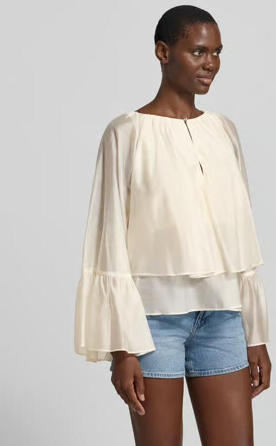 Liu Jo White relaxed fit blouse van lyocellmix met ruches - Foto 7