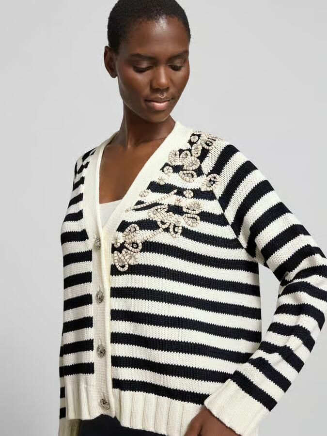 Liu Jo White relaxed fit cardigan met siersteentjes