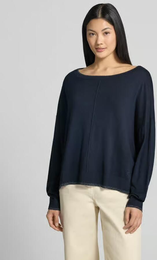 Liu Jo White relaxed fit pullover van viscosemix model 'MAGLIA CHIUSA' - Foto 3