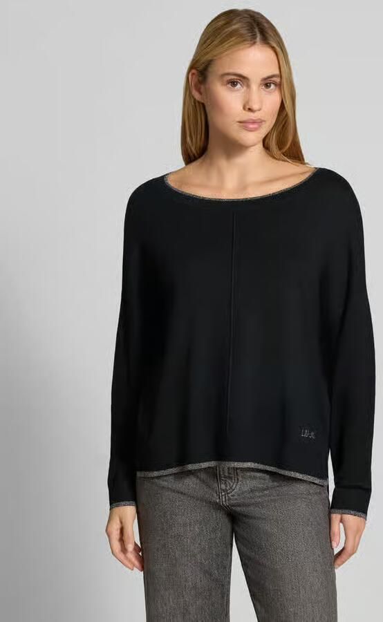 Liu Jo White relaxed fit pullover van viscosemix model 'MAGLIA CHIUSA' - Foto 3
