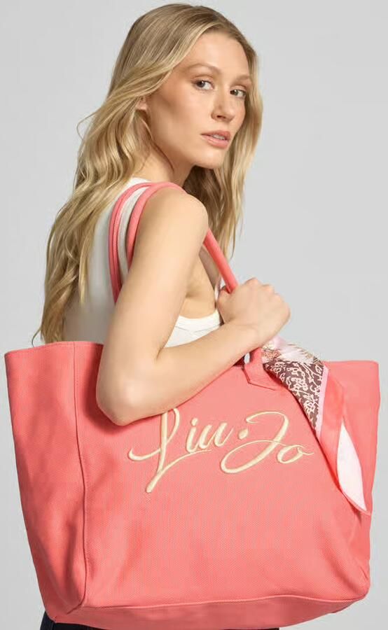 Liu Jo White Shopper met labelstitching model 'PLENTIA' - Foto 4