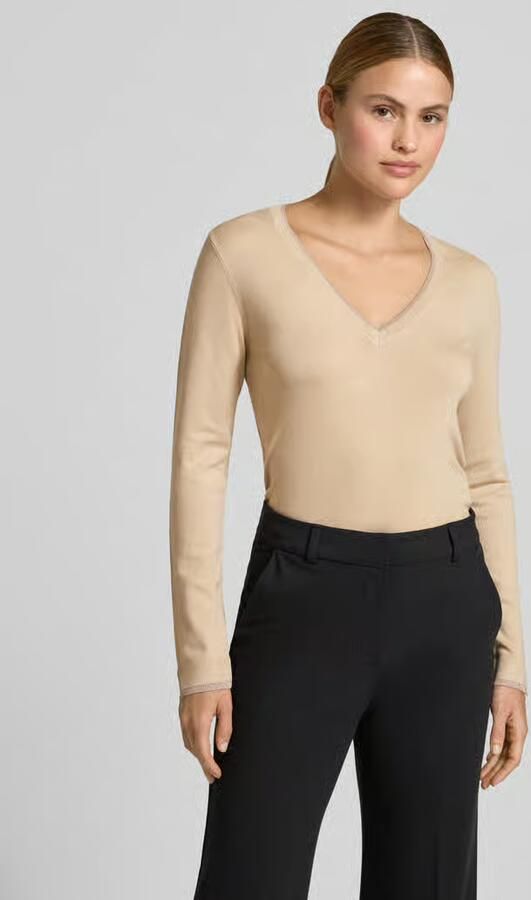 Liu Jo White Slim Fit Longsleeve van viscosemix met V-hals - Foto 2