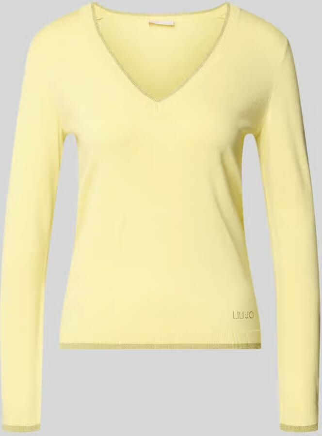 Liu Jo White Slim fit shirt met lange mouwen van viscosemix met V-hals - Foto 2
