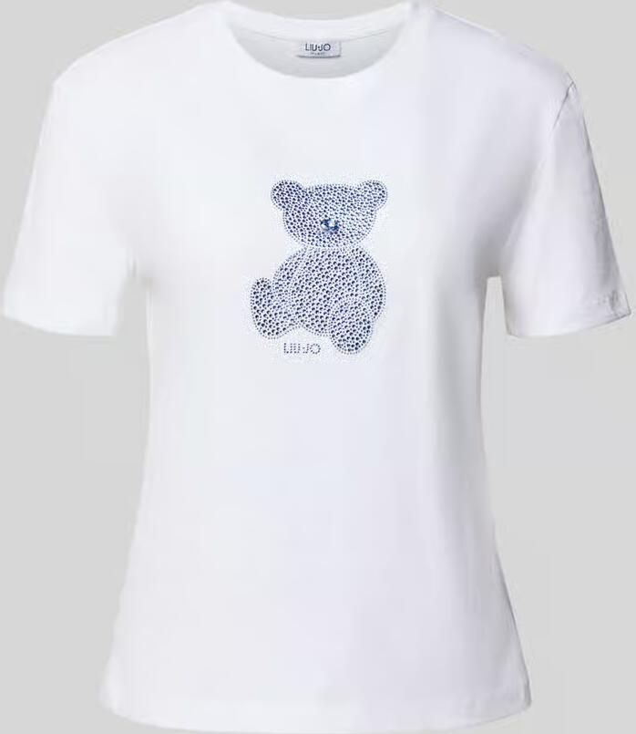 Liu Jo White Slim fit t-shirt met siersteentjes