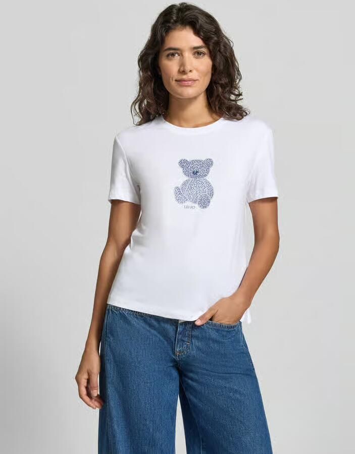 Liu Jo White Slim fit t-shirt met siersteentjes - Foto 2
