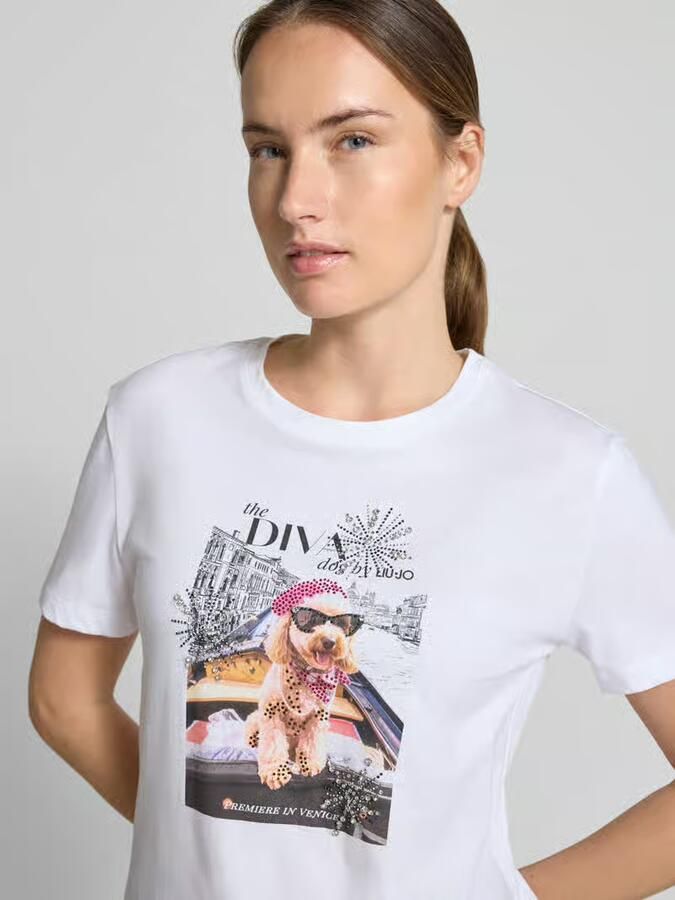 Liu Jo White slim fit T-shirt met strass-steentjes - Foto 2