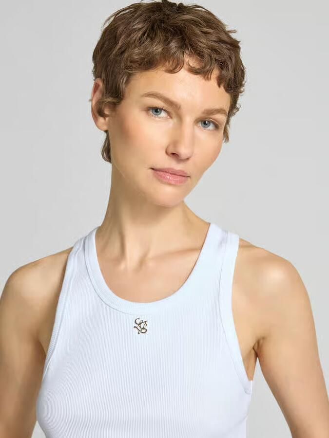 Liu Jo White slim fit top met logo-applicatie