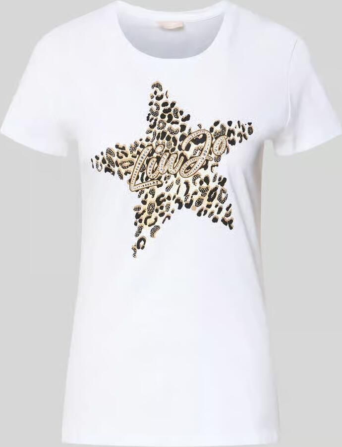 Liu Jo White T-shirt met labelprint en siersteentjes - Foto 2