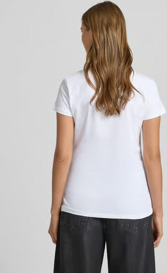 Liu Jo White T-shirt met labelprint en siersteentjes
