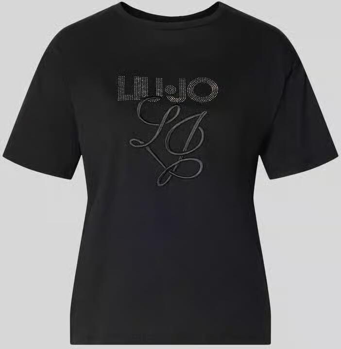 Liu Jo White T-shirt met labelstitching en met siersteentjes - Foto 2