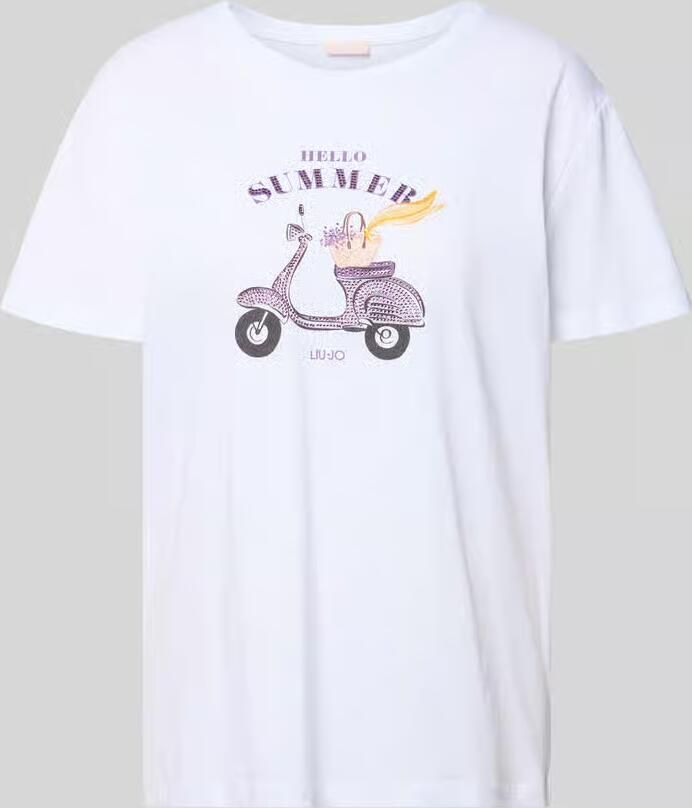 Liu Jo White T-shirt met motief en met siersteentjes - Foto 2