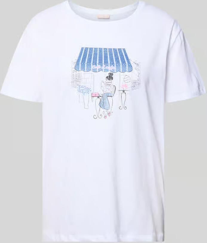 Liu Jo White T-shirt met motief en met siersteentjes - Foto 2