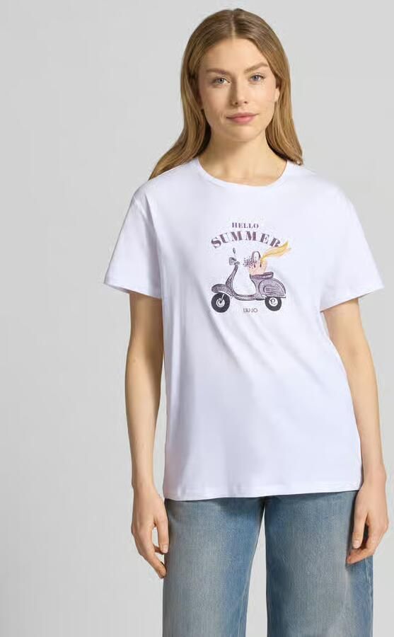 Liu Jo White T-shirt met motief en met siersteentjes - Foto 2