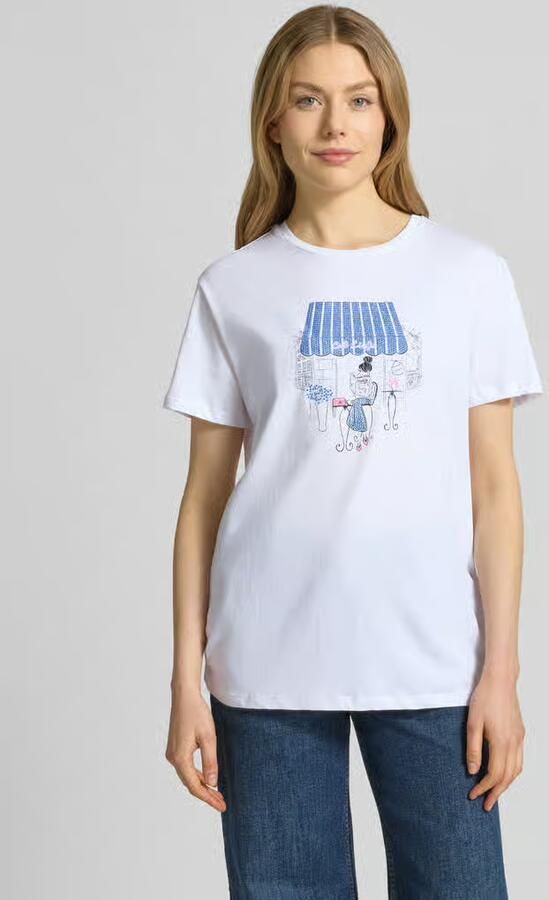 Liu Jo White T-shirt met motief en met siersteentjes - Foto 4