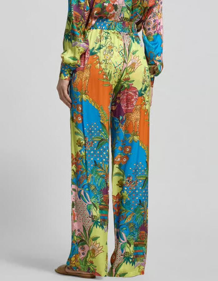 Liu Jo White wide fit stoffen broek van pure viscose met elastische band