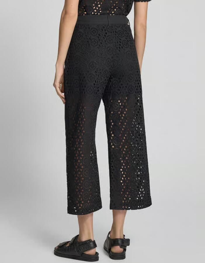 Liu Jo White Wide leg broek met broderie anglaise