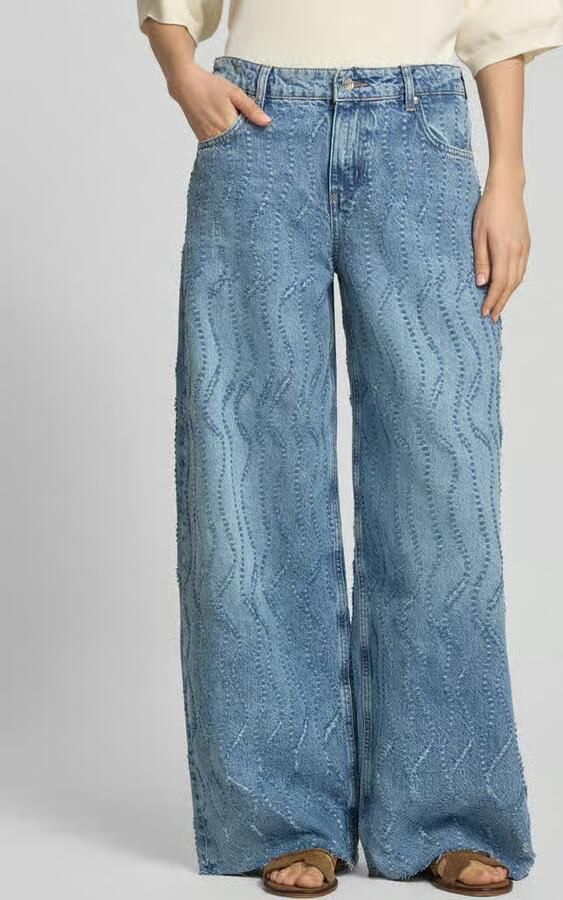 Liu Jo White Wide leg jeans in all-over look model 'FLARE' - Foto 3