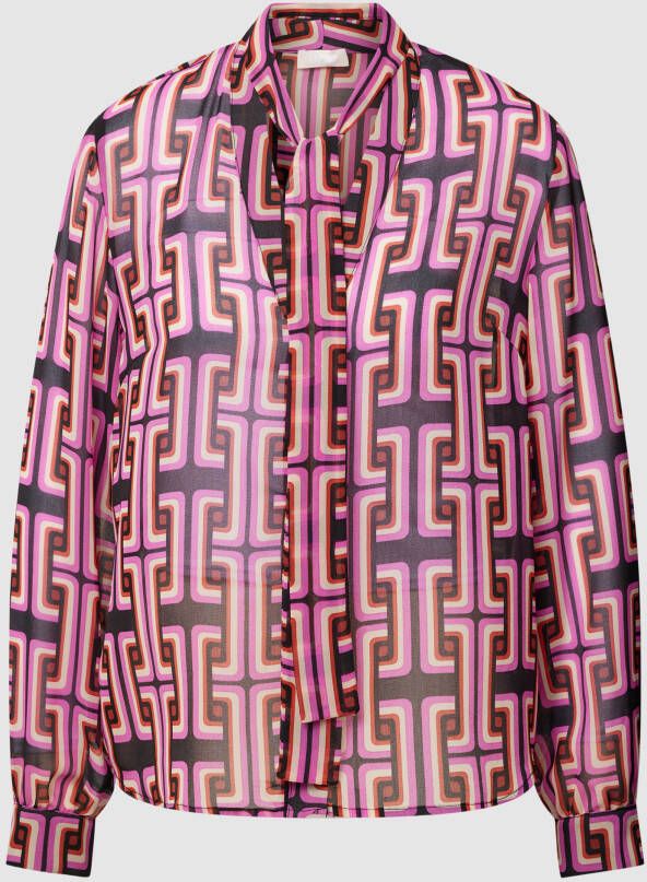 Liu Jo White Tie-neckblouse met all-over motief
