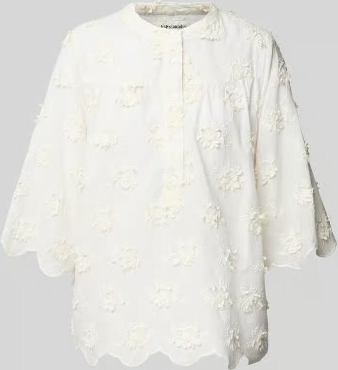 LOLLYS LAUNDRY Blouse met gehaakt kant en golvende zoom model 'Louise' - Foto 2