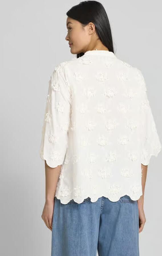 LOLLYS LAUNDRY Blouse met gehaakt kant en golvende zoom model 'Louise' - Foto 4