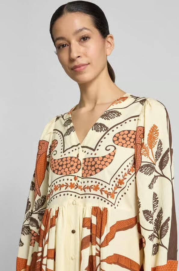 LOLLYS LAUNDRY Midijurk van viscosemix met V-hals model 'Sarai'