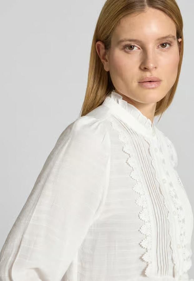 LOLLYS LAUNDRY Regular fit blouse met opstaande kraag en kant model 'Ariel' - Foto 2