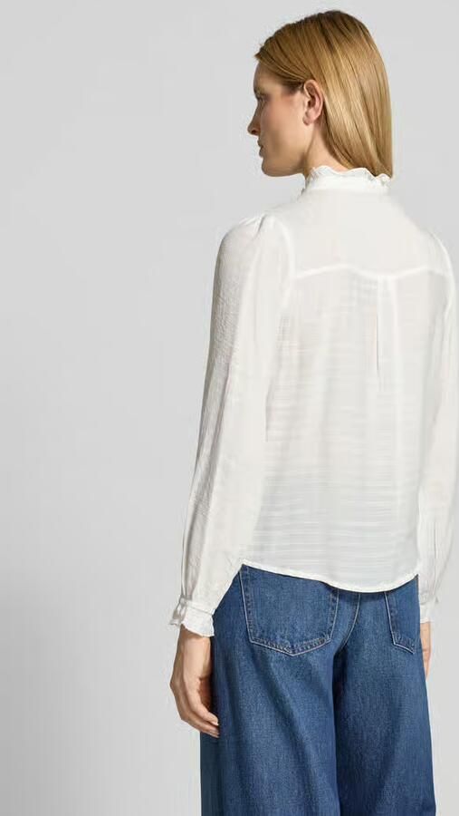 LOLLYS LAUNDRY regular fit blouse met opstaande kraag en kant model 'Ariel' - Foto 4