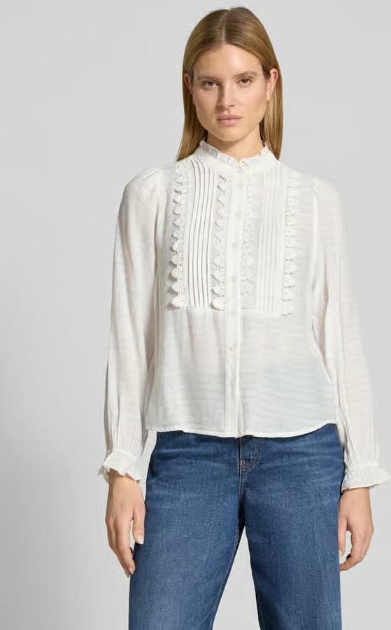 LOLLYS LAUNDRY regular fit blouse met opstaande kraag en kant model 'Ariel' - Foto 3
