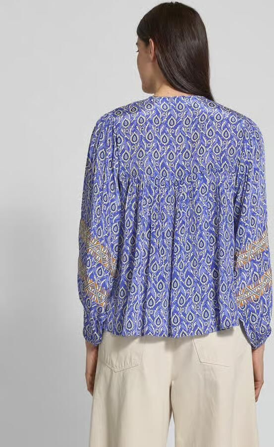 LOLLYS LAUNDRY Relaxed-fit blouse van viscose met vetersluiting model 'Teel'