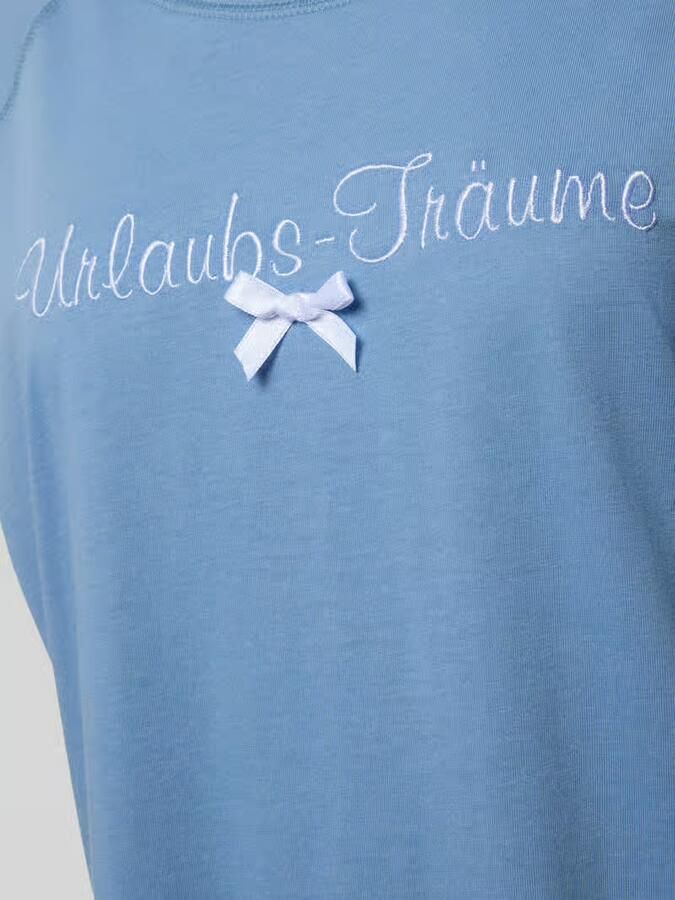 LOUIS & LOUISA Nachtjapon met stitching model 'Urlaubsträume'