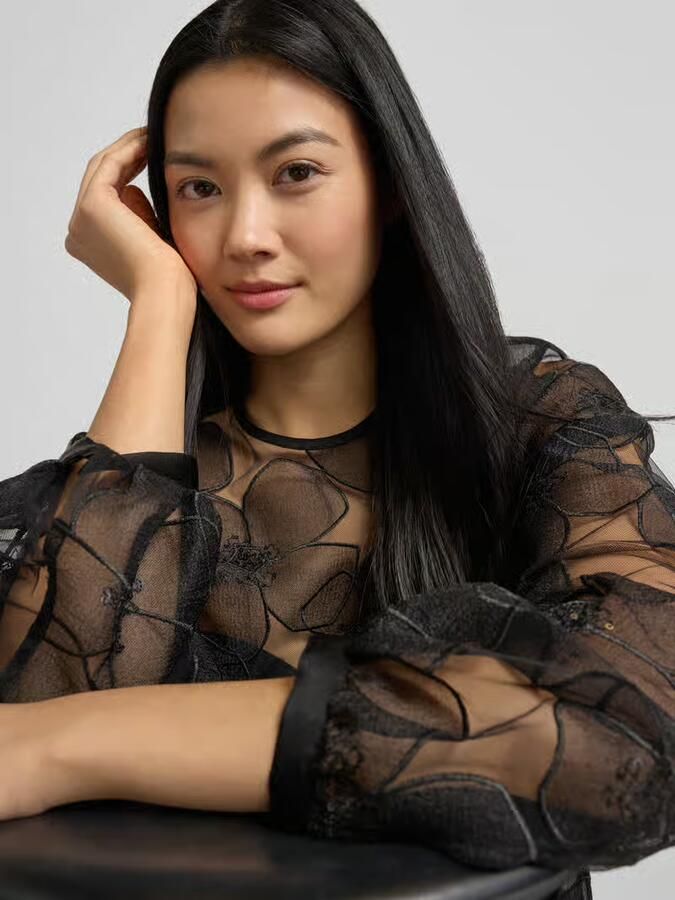 LUISA CERANO Blouse in transparante look met ronde hals - Foto 2