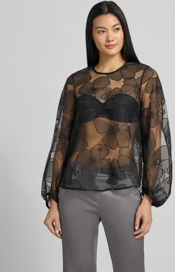 LUISA CERANO Blouse in transparante look met ronde hals - Foto 3