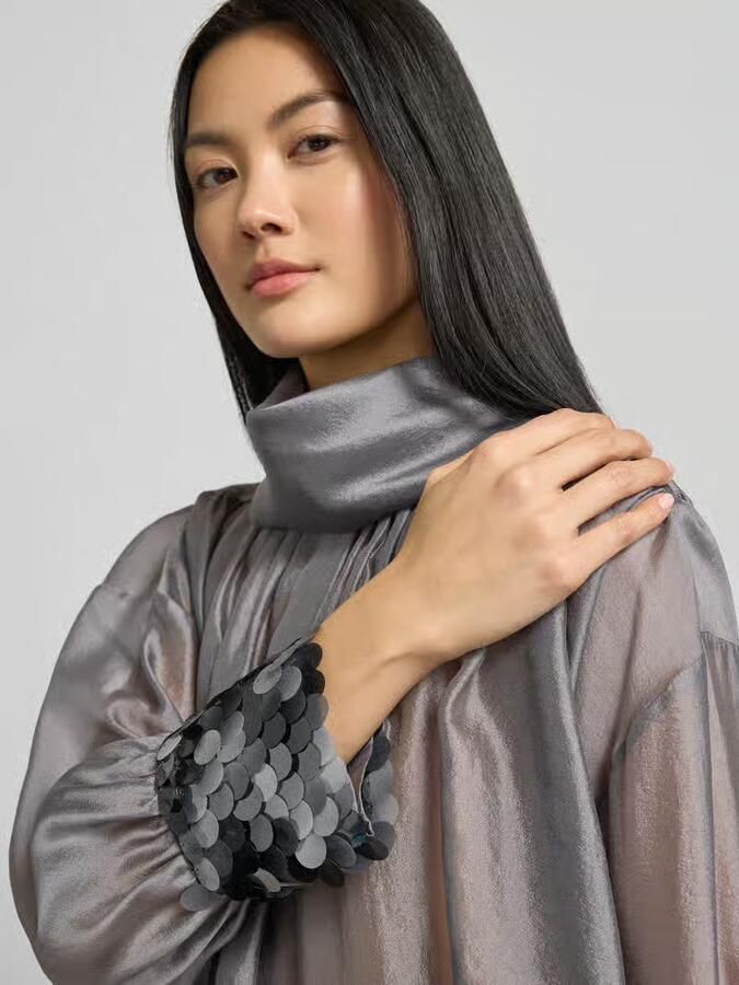 LUISA CERANO Blouse van viscosemix met col en pailletten - Foto 2