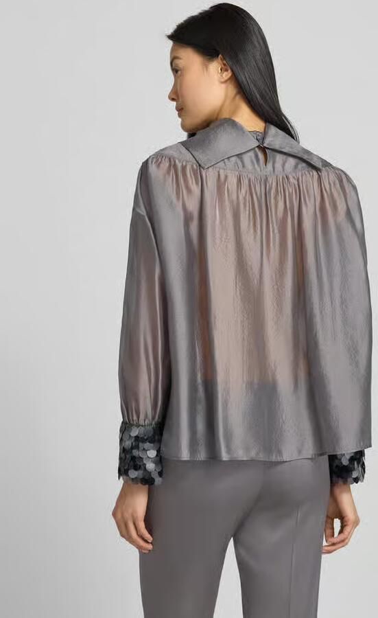 LUISA CERANO Blouse van viscosemix met col en pailletten