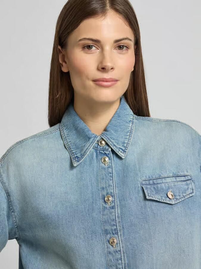 LUISA CERANO Boxy fit jeansblouse met borstzakje