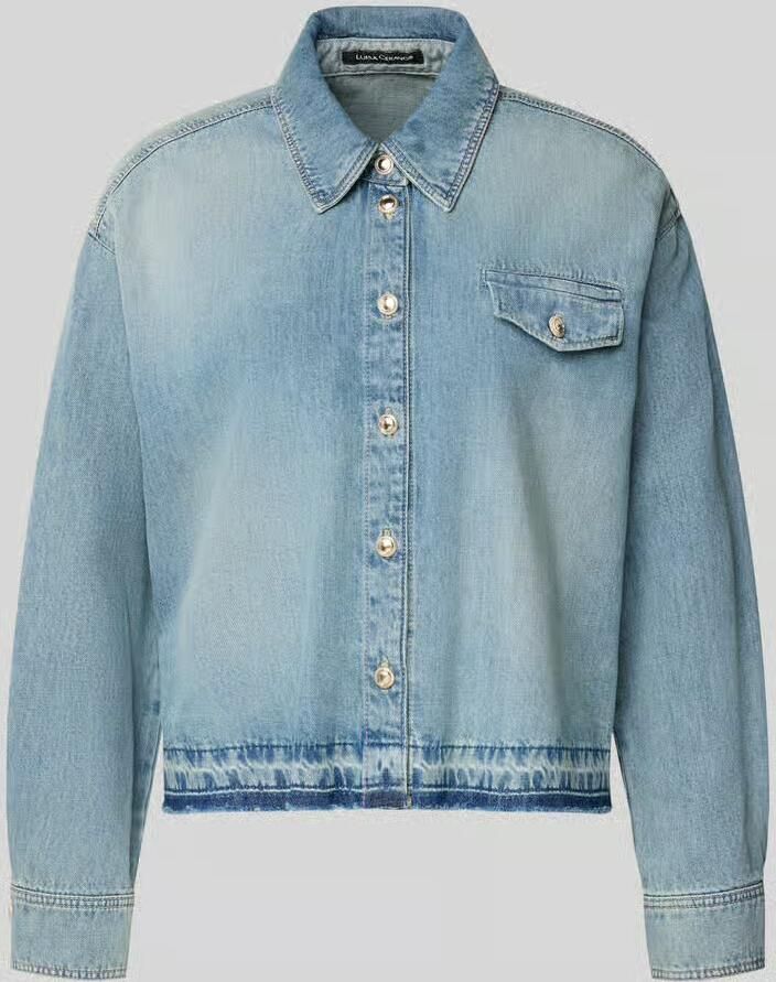 LUISA CERANO Boxy fit jeansblouse met borstzakje - Foto 2
