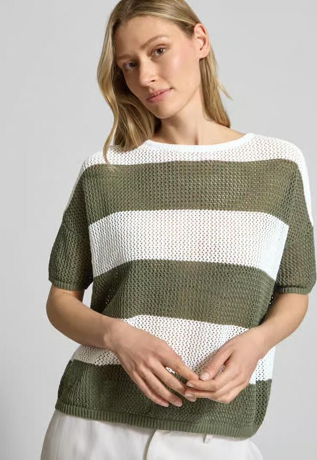 LUISA CERANO Gebreid shirt van linnenmix met ronde halsuitsnijding