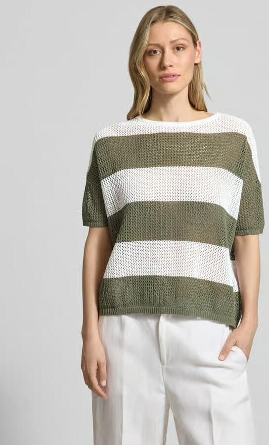 LUISA CERANO Gebreid shirt van linnenmix met ronde halsuitsnijding - Foto 3