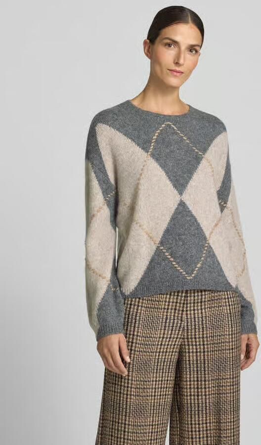 LUISA CERANO Gebreide pullover in all-over look met ronde hals - Foto 3