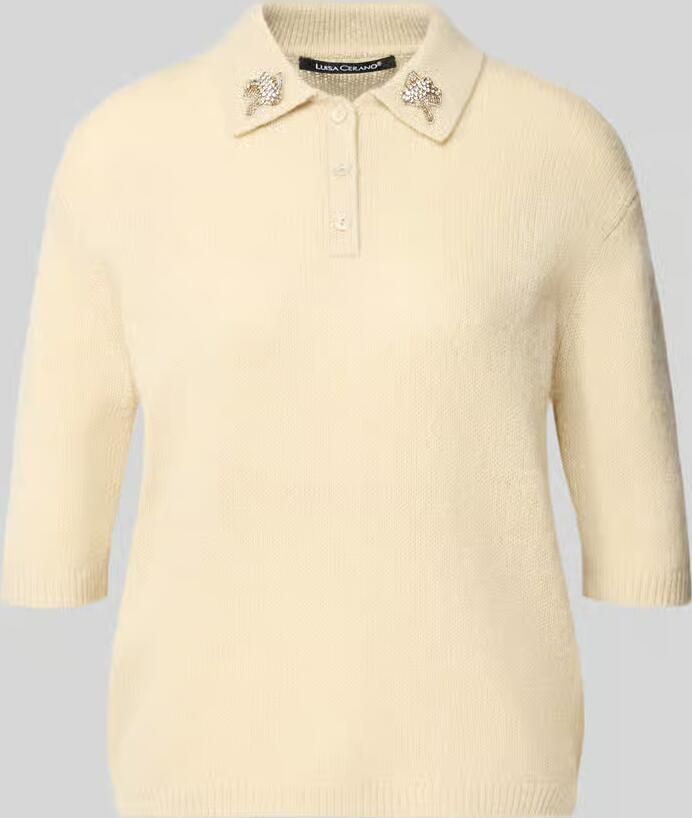 LUISA CERANO Gebreide pullover van mix van katoen en kasjmier met siersteentjes