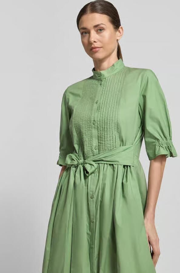 LUISA CERANO Midi-jurk met opstaande kraag en bindceintuur