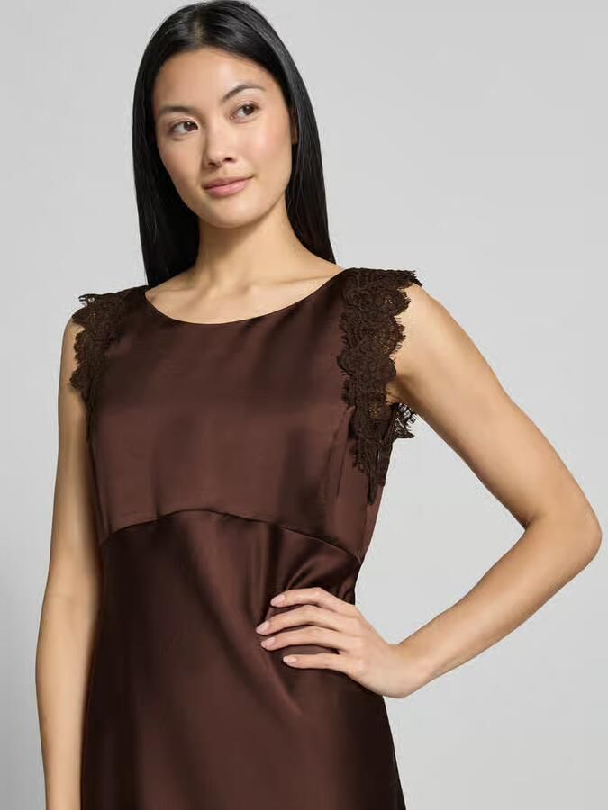 LUISA CERANO Midi-jurk van satijn met kant - Foto 2